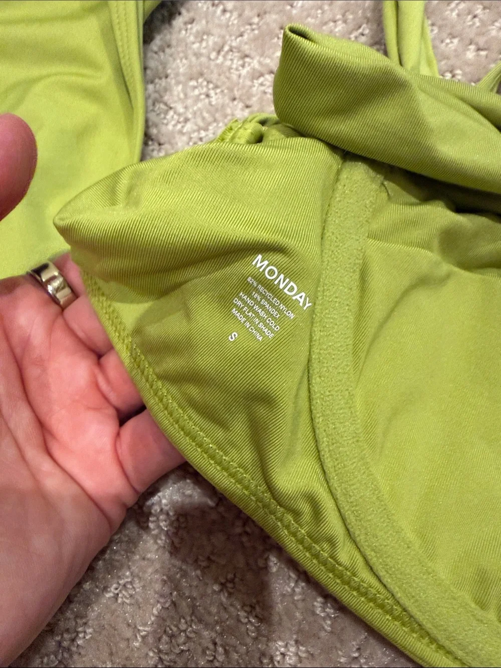 Monday Swimwear Lime Green Two-Piece Bikini Set (color: apple)